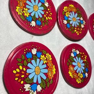 Set of 6 vintage jam jar lids only